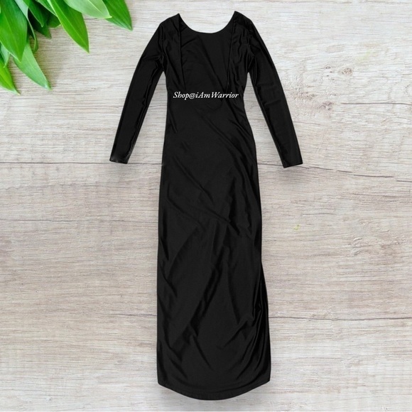 Superdown black bodycon long sleeve open back ruched dress *shop@iamwarrior - Picture 4 of 11